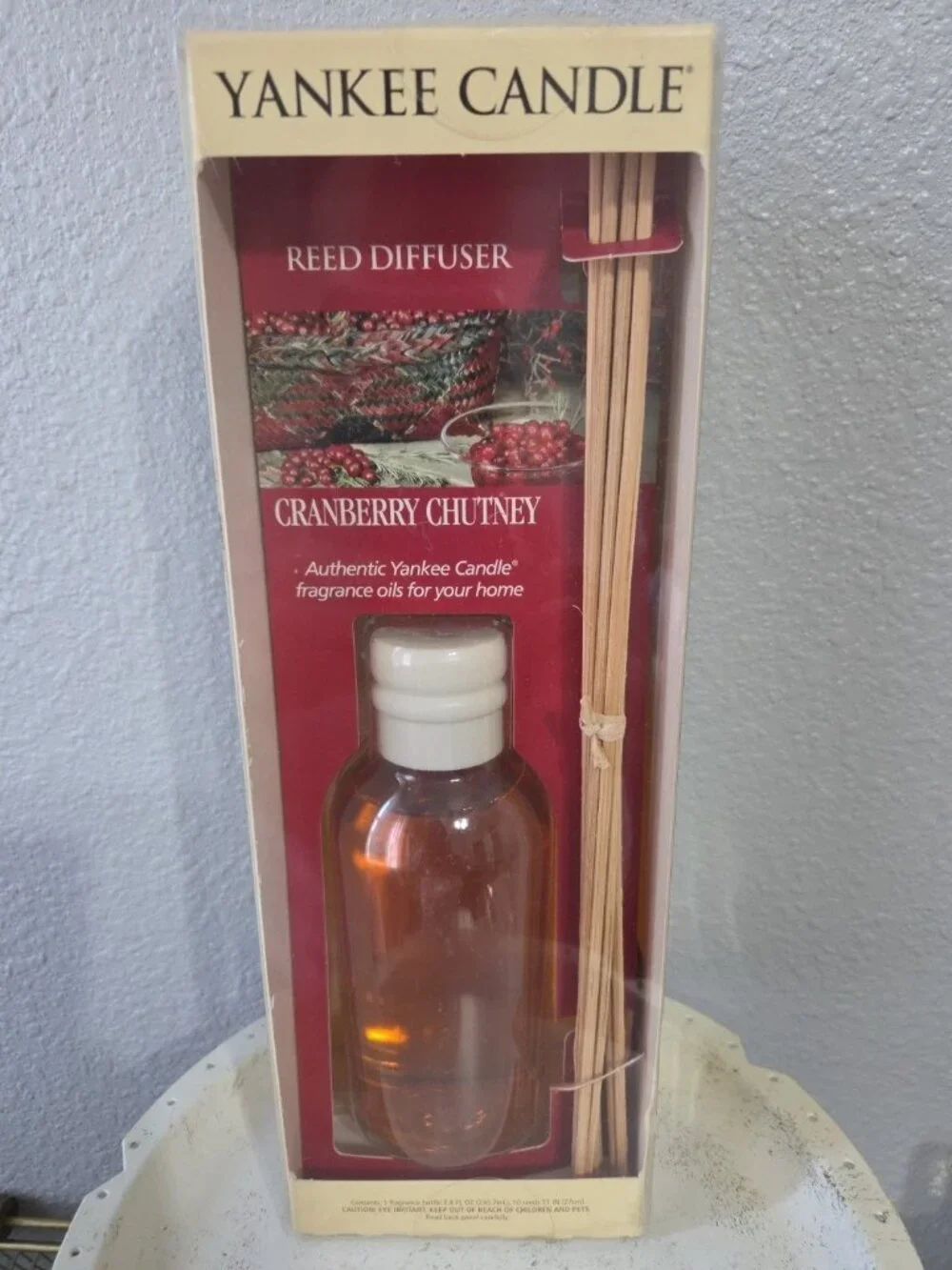 YANKEE CANDLE Reed Diffuser Cranberry Chutney fragrance oil 7.8 fl oz NIB